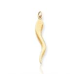 14k Solid Yellow Gold Large Italian Horn Pendant