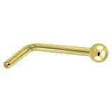 Solid 14KT Yellow Gold 1.5mm Ball L-Shaped Nose Ring - 20 Gauge