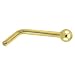 Solid 14KT Yellow Gold 1.5mm Ball L-Shaped Nose Ring - 20 Gauge
