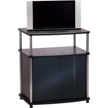 TV Stand with Glass Doors - Black by Convenience Concepts