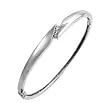 Sterling Silver Bangle Bracelet with Three Flanked Clear CZs