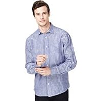 Blue Harbour Pure Linen Striped Shirt