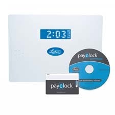 Lathem Time Company Products - Time Recorder, w/Plug n Play USB, 9"x1-1/2"x6-1/2", White - Sold as 1 EA - Time recorder automatically calculates worked hours, including overtime for up to 50 employees. Tracks sick, vacation and personal time off. Uses reusable RFID proximity badges for a touch to paycheck system. Interfaces to popular payroll applications include QuickBooks, Paychex and ADP. Time recorder includes plug-n-play USB terminal, 15 badges, PayClock Express software and mounting hardwa