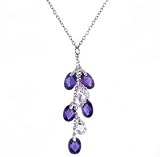 Amethyst Briolette Dangling Cluster Necklace