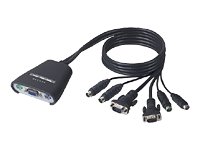 Belkin 2-Port KVM Switch with Built-In Cabling - KVM switch - PS/2 - 2 x KVM port(s) - 1 local user - desktop