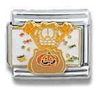 Click for larger image of Clearly Charming Garfield Collection Garfield With His Halloween Candy Licensed Italian Charm Bracelet Link