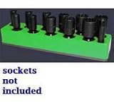 3/8 In Drive Swivel / Impact Metric Socket Organizer w/ Magnetic Base - Neon Green