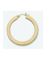 14k Flattened Tube Hoop Earrings