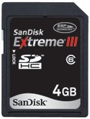 Sandisk 4GB EXTREME III SDHC SD Card Class 6 (SDSDX3-4096, Static Pack)