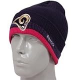 NFL Reebok Sideline St. Louis Rams Navy Blue-Pink Breast Cancer Awareness Cuffed Knit Beanie