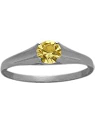 14 Karat White Gold Genuine 0.20tcw. Citrine November Baby Gemstone Ring