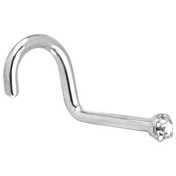 Childrens Toyshop  Jewelry : Solid 14KT White Gold 1.5mm Genuine Diamond Nostril Screw - 18 Gauge