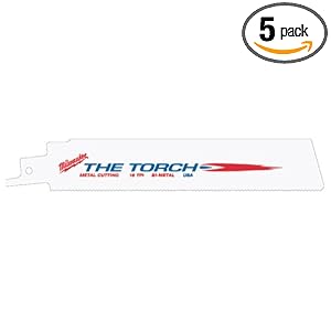 Milwaukee 48-00-5784 6-Inch, 18 Teeth per Inch, Super Sawzall Blades, 5-Pack by Milwaukee