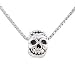 Skull Bead Slide Pendant in Sterling Silver on a 16" Rhodium Box Chain, #8196