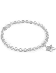 Children And Teenage Girls Silver Diamond Star Charm Bracelet (7 1/4 In)