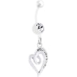 Bioplast White Swirl Gem Heart Dangle Belly Ring