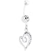 Bioplast White Swirl Gem Heart Dangle Belly Ring