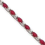 14k White Gold Ruby and Diamond Bracelet - 7 Inch - Box Clasp