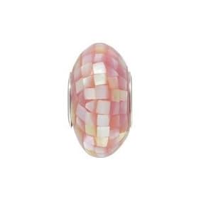 Light Pink Mother of Pearl Mosaic and Sterling Bead Charm