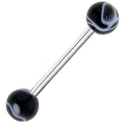Barbell - Black MARBLE Tongue Ring by 