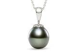 10-11mm Tahitian Cultured Pearl 14K White Gold Pendant w/Chain