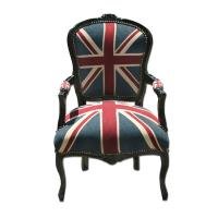 STUNNING FRENCH LOUIS SHABBY CHIC UNION JACK CHAIR silver