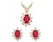 Oval Flower Ruby and Diamond Set