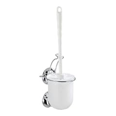 Wenko 16967100 Wand WC-Garnitur Milazzo Super-Loc - Befestigen ohne Bohren, Chrom-Kunststoff, 10 x 35 x 12 cm, wei�