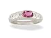 14K White Gold Genuine Oval Pink Tourmaline and Diamond Ring