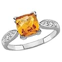 14kt. White Gold, Citrine & Diamond Fashion Ring