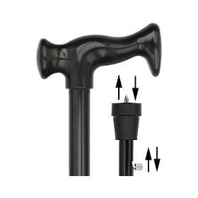 Black Adjustable Orthopedic Handle Walking Cane with Retractable Ice Tip and Collar