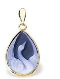 14K Yellow Gold Tear Drop Swan Agate Cameo Pendant - 7/8" x 1/2"