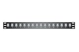 1.75 16 Port Cat. 5E Feed-Thru Panel, Shielded, Color: BLACK