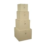 Deluxe China Storage Plate Chests - Set of 4 (Cream Faux Leather) (12.5