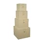 Deluxe China Storage Plate Chests - Set of 4 (Cream Faux Leather) (12.5"H x 12.5"W x 9.25"D)