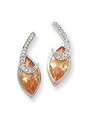 Sterling Silver Champagne and Clear CZ Earring QE2957"