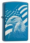 Zippo "Allegiance Eagle & Flag" Lighter, 21190, NEW, Sapphire Blue