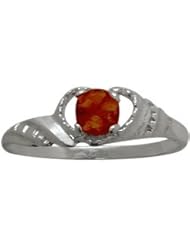 10 Karat White Gold Genuine Garnet Gemstone Baby Ring