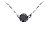 14K White Gold : Bezel Set Round Black Diamond Solitaire Pendant - 1.25 CT. TW.