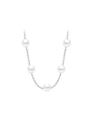 Pearl By The Yard Necklace in 14K White Gold 50 Carat with 16 Inch Long Cable Chain