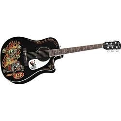 Fender Vince Ray Unlucky 13 Dreadnought Cutaway Acoustic-Electric Guitar, Black
