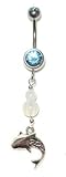Celtic Shark with Genuine Moonstone belly button ring