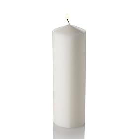 Set of 20 Hand Poured 2" x 6" Pillar Candles, White Unscented