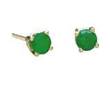 14K .50 CTW Round Emerald Stud Earrings