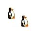 14k Yellow Black and White Enamel Childrens Penguin Earrings