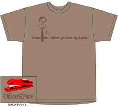 Office Space Excuse Me Stapler Khaki T-shirt Tee