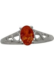 10 Karat White Gold Genuine Garnet Oval Gemstone Baby Ring