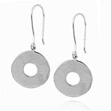 Platinum Silver Dangling Circle O Earrings