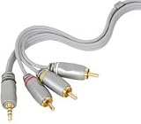 Camcorder A/V Lead, Silver Collection, 4-pole 3.5mm plug to 3 x RCA phono, 1.5m