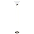 Ledu L9003 Antique brass finish torchiere with alabaster shade, 68-1/2 high